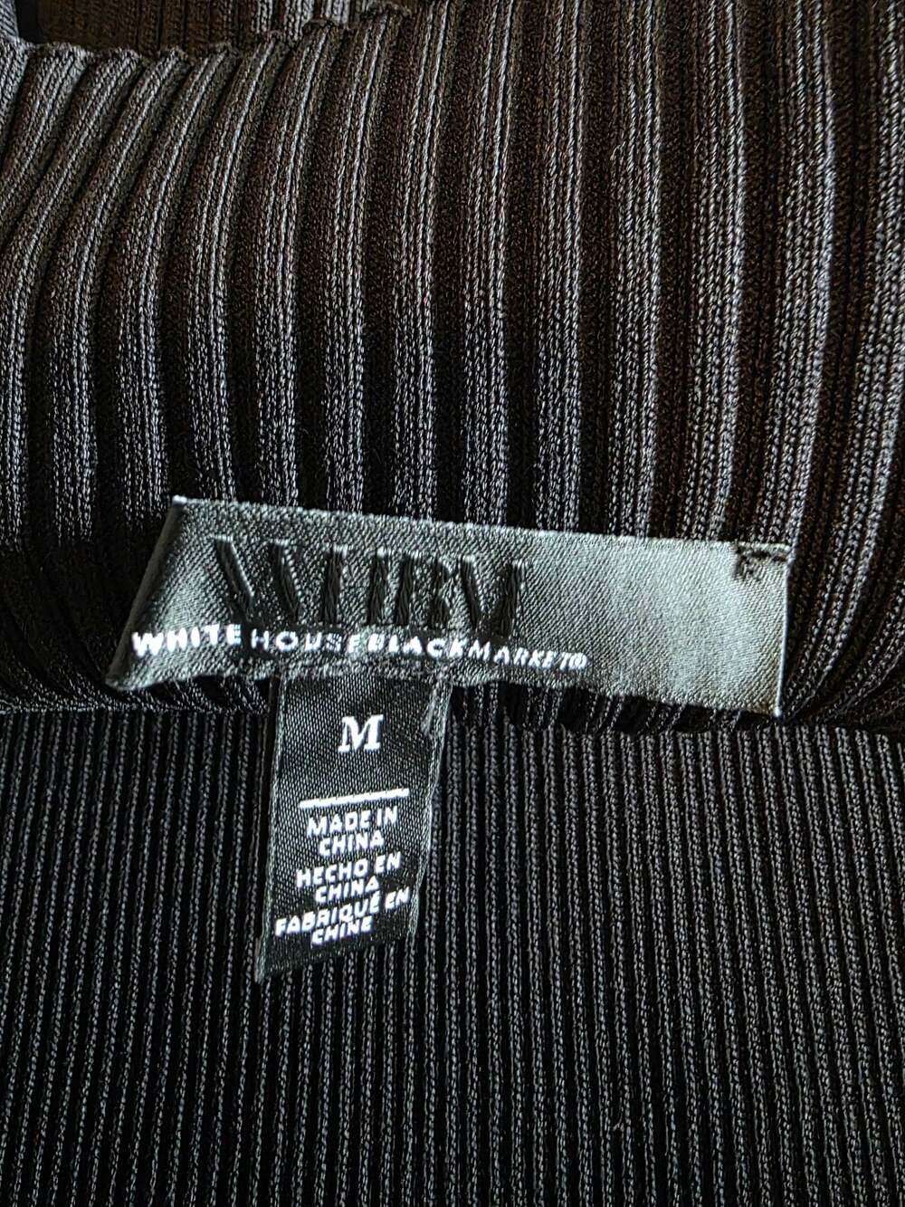 White House Black Market Black Ribbed High-Neck Sleeveless Cut-Out Knit Top - Picture 3 of 6